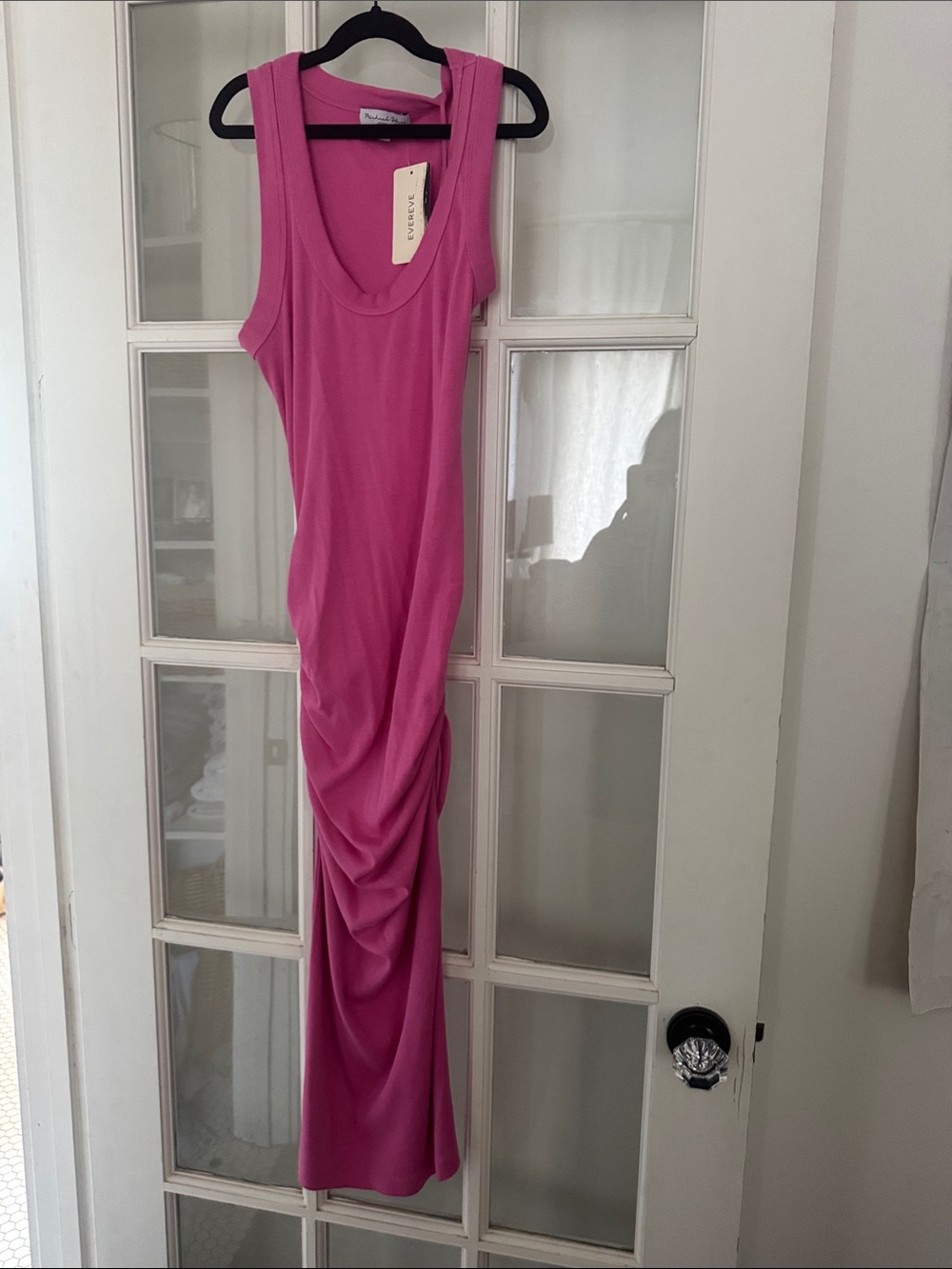 Michael Stars Hot Pink Sleeveless Ruched Maxi Dress